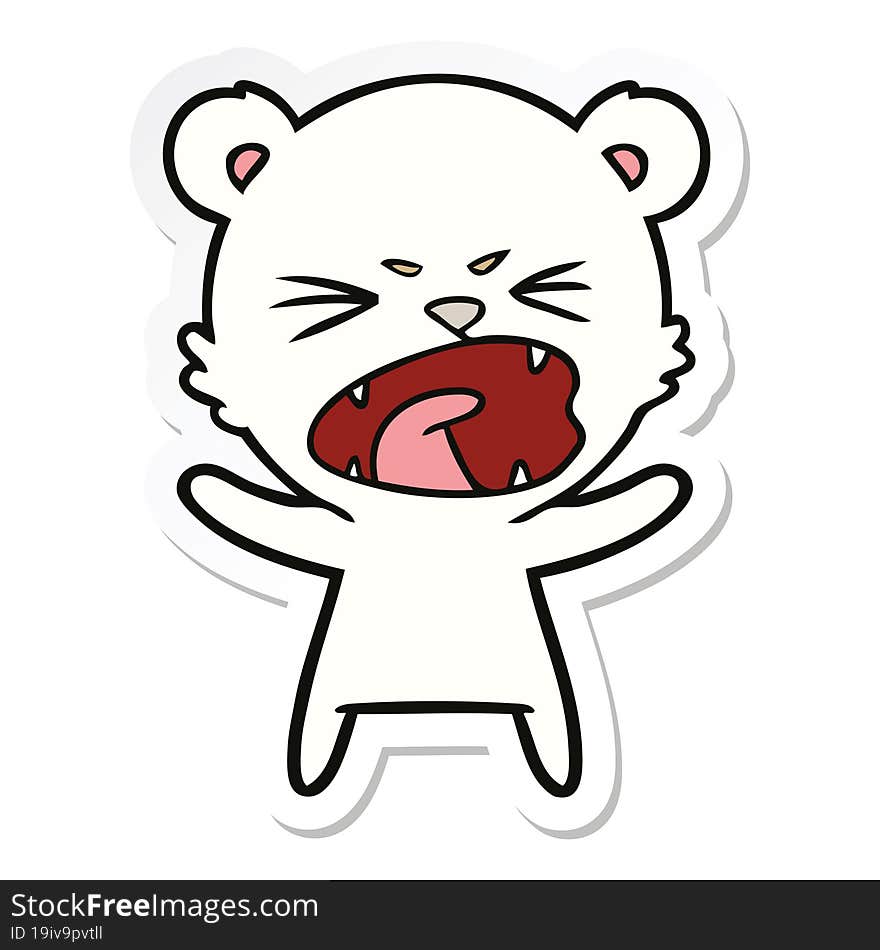 sticker of a angry cartoon polar bear