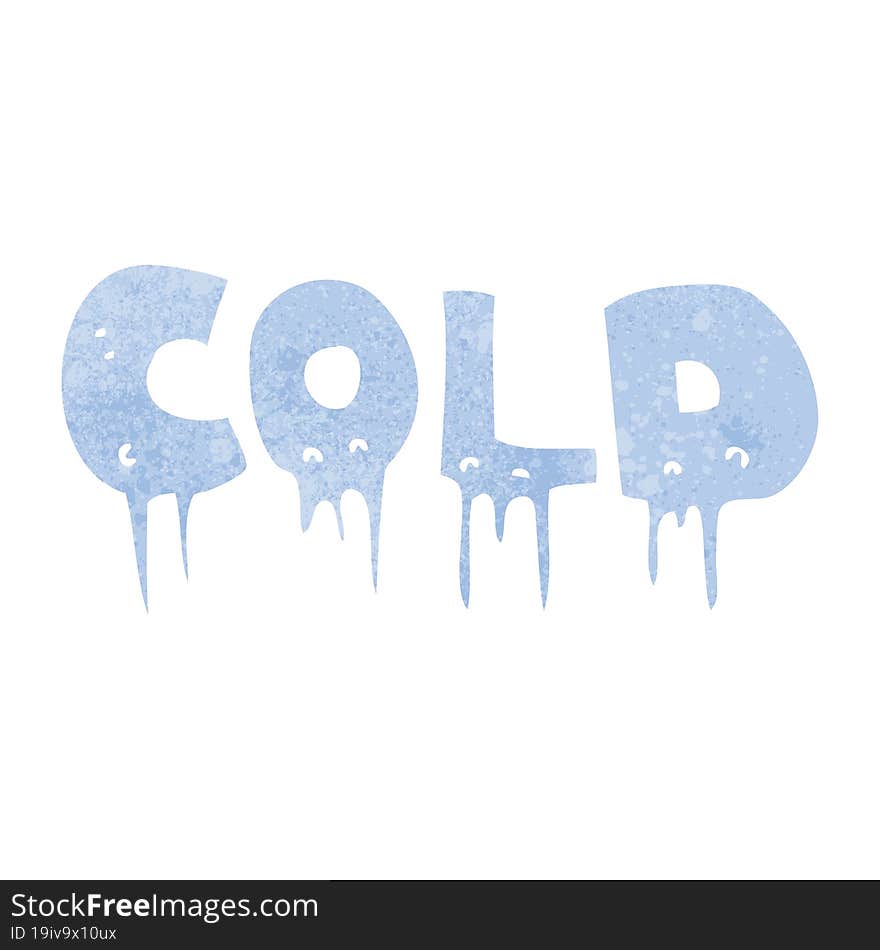 retro cartoon word cold