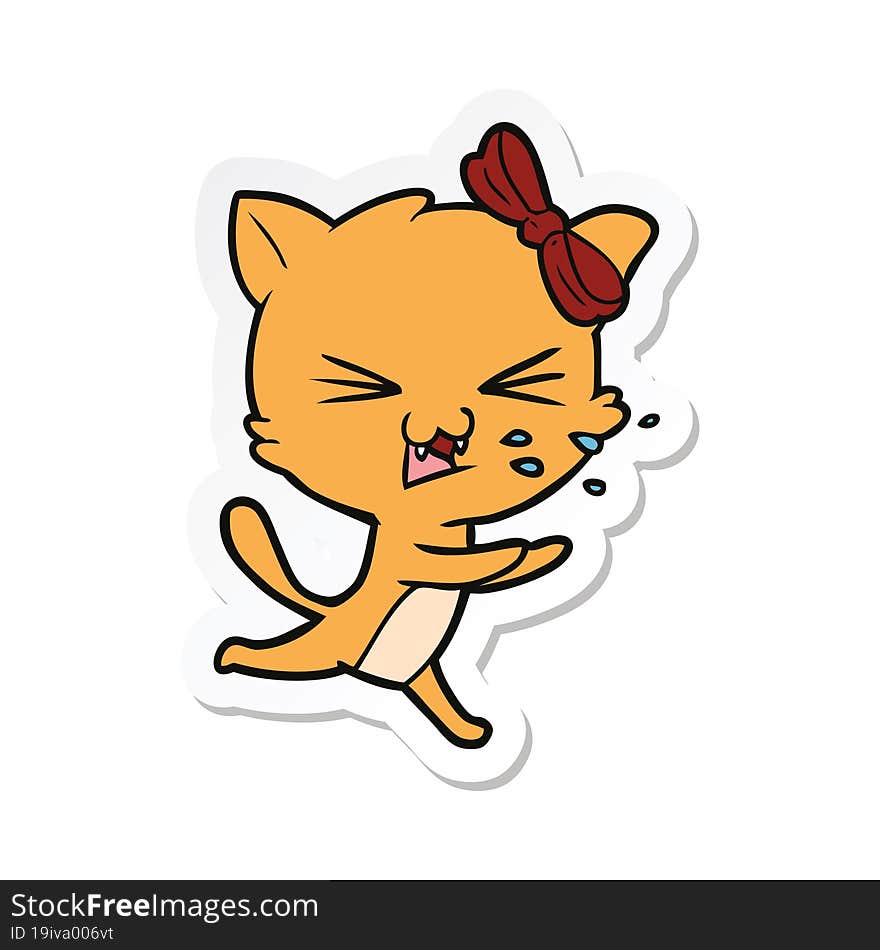 Sticker Of A Cartoon Cat