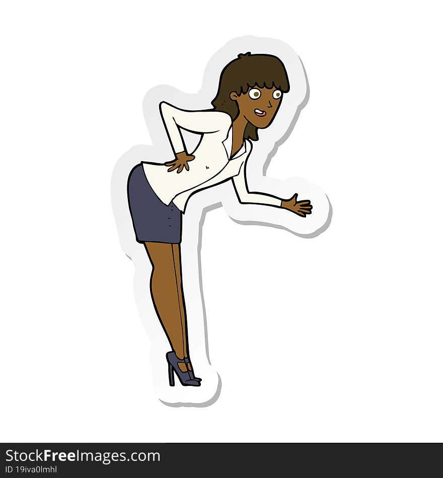 sticker of a cartoon businesswoman explaining