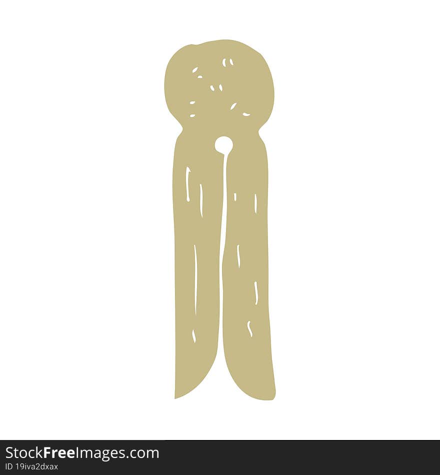 Flat Color Illustration Of A Cartoon Old Style Wooden Peg