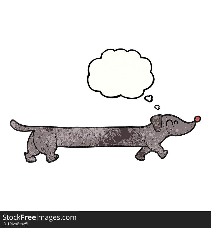 thought bubble textured cartoon dachshund