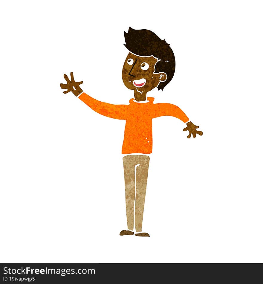 cartoon man waving