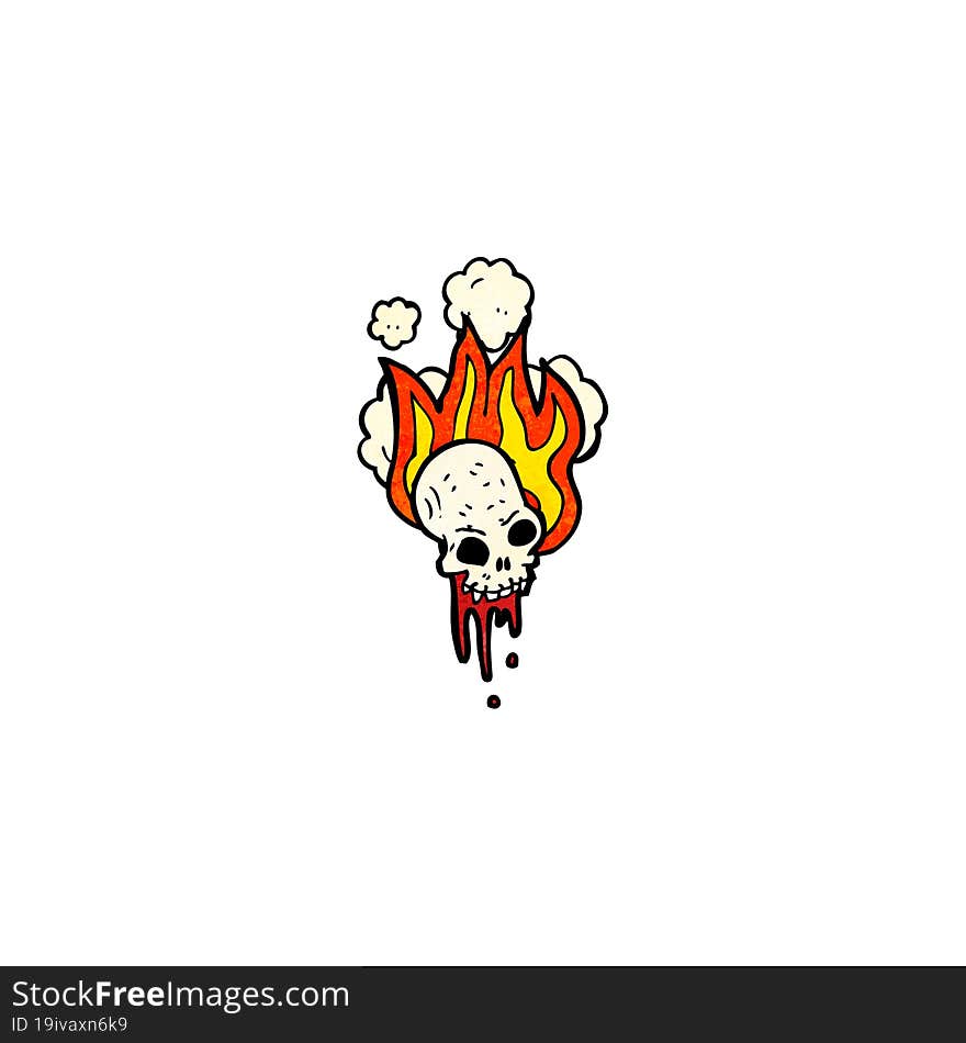 flaming skull cartoon