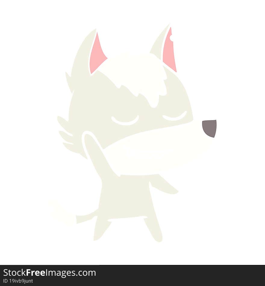 Friendly Flat Color Style Cartoon Wolf