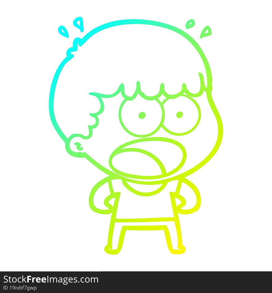 cold gradient line drawing cartoon shocked man