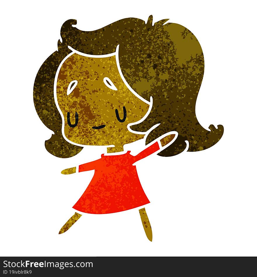 retro cartoon illustration of a cute kawaii girl. retro cartoon illustration of a cute kawaii girl