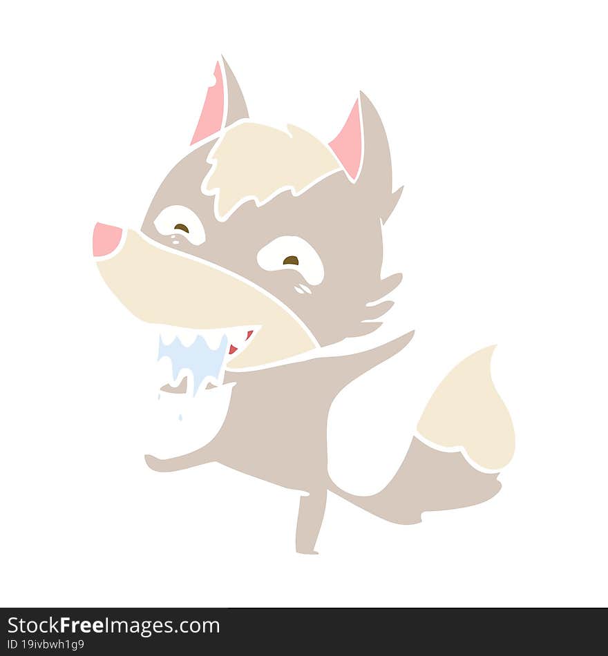 flat color style cartoon hungry wolf