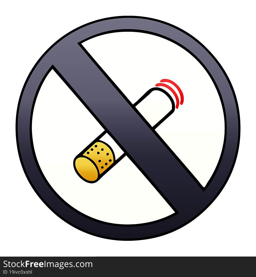 Gradient Shaded Cartoon No Smoking Allowed Sign