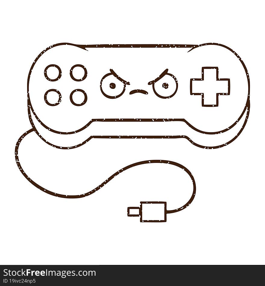 Game Controller Charcoal Drawing