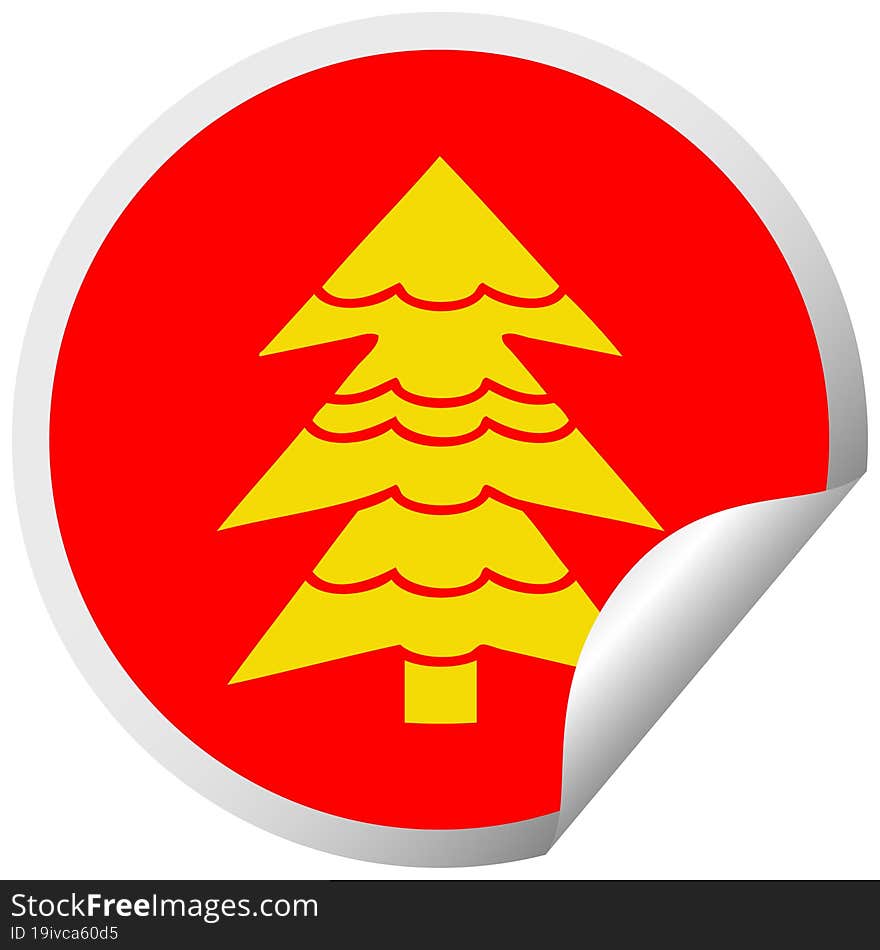 circular peeling sticker cartoon snow covered tree