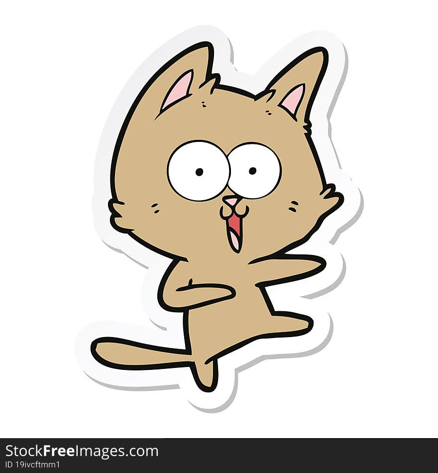 sticker of a funny cartoon cat