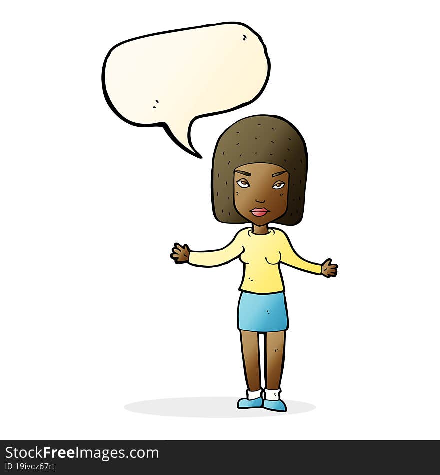 cartoon annoyed woman with speech bubble