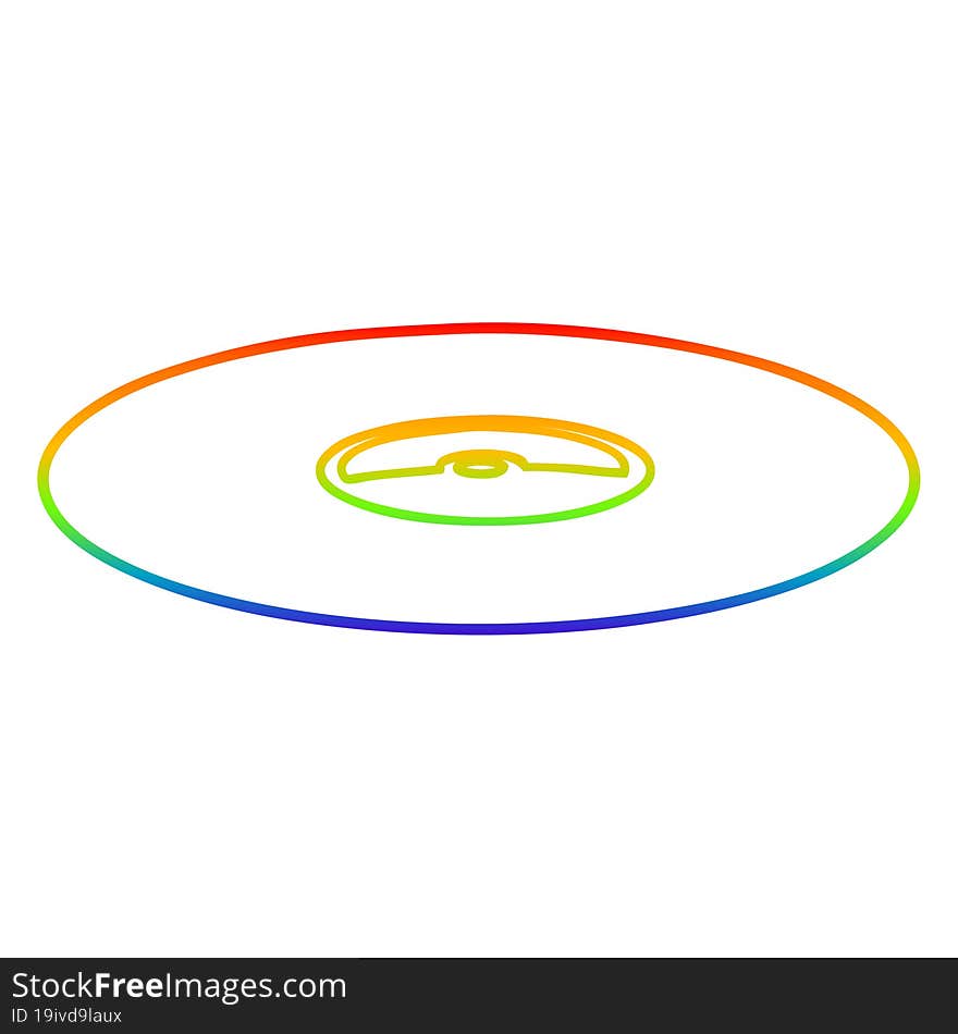 Rainbow Gradient Line Drawing Cartoon Old Vinyl Record