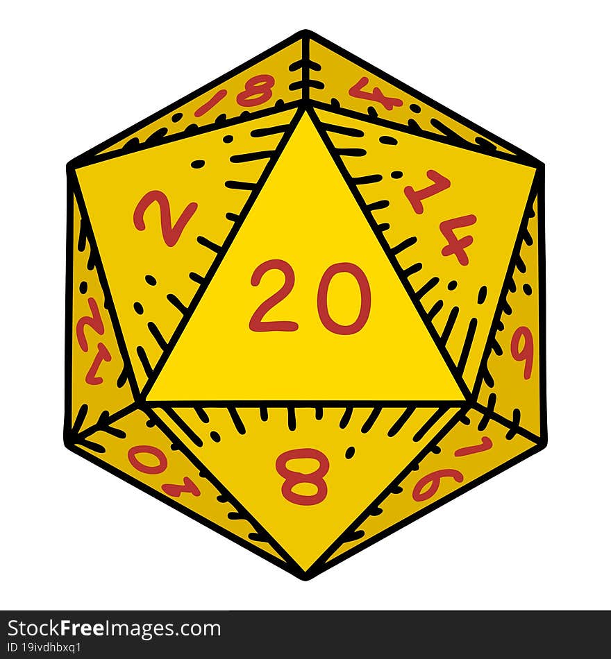 Natural 20 D20 Dice Roll Illustration