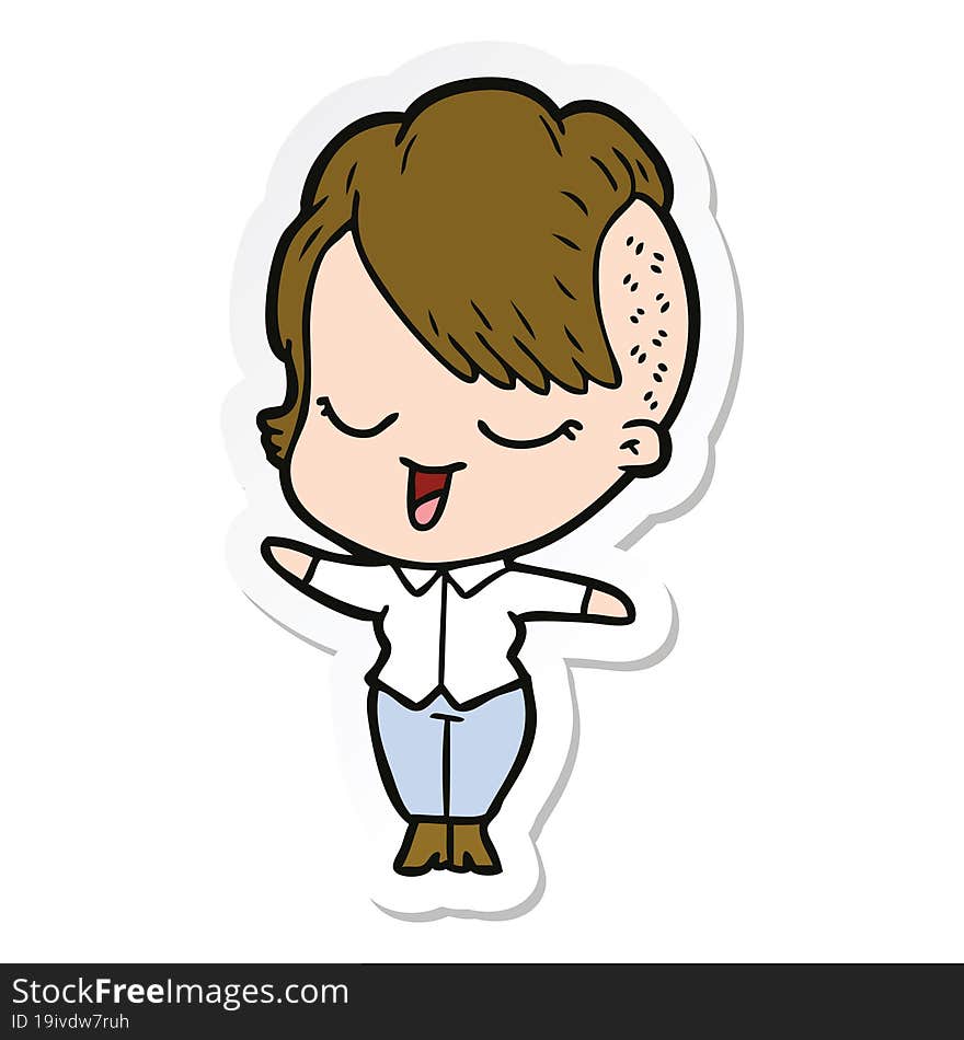 sticker of a happy cartoon girl