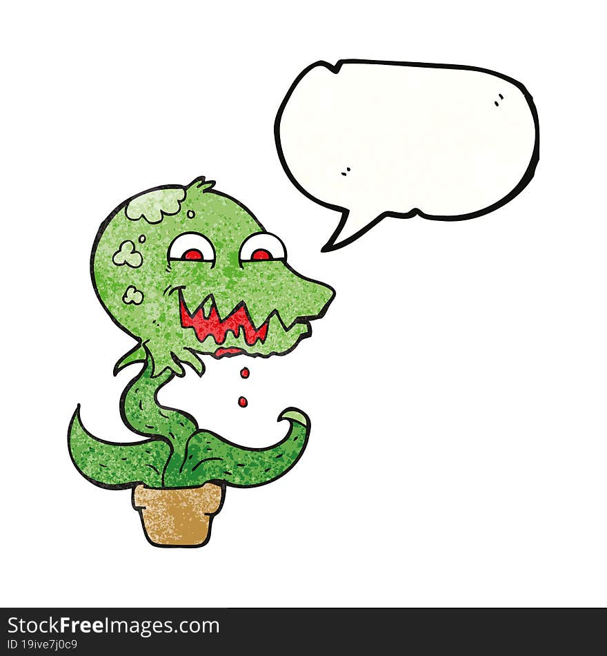 freehand drawn texture speech bubble cartoon monster plant