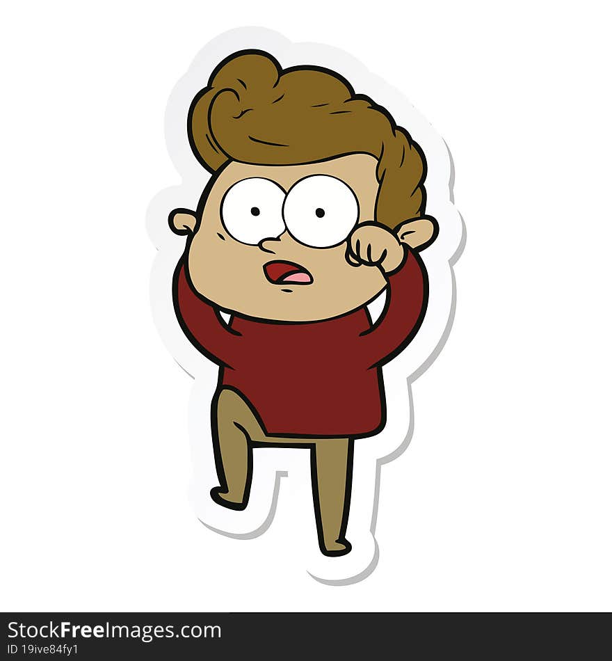 sticker of a cartoon staring man