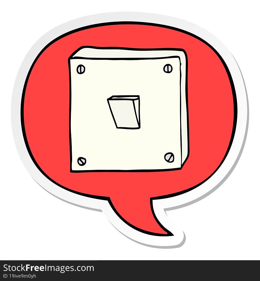 cartoon light switch with speech bubble sticker