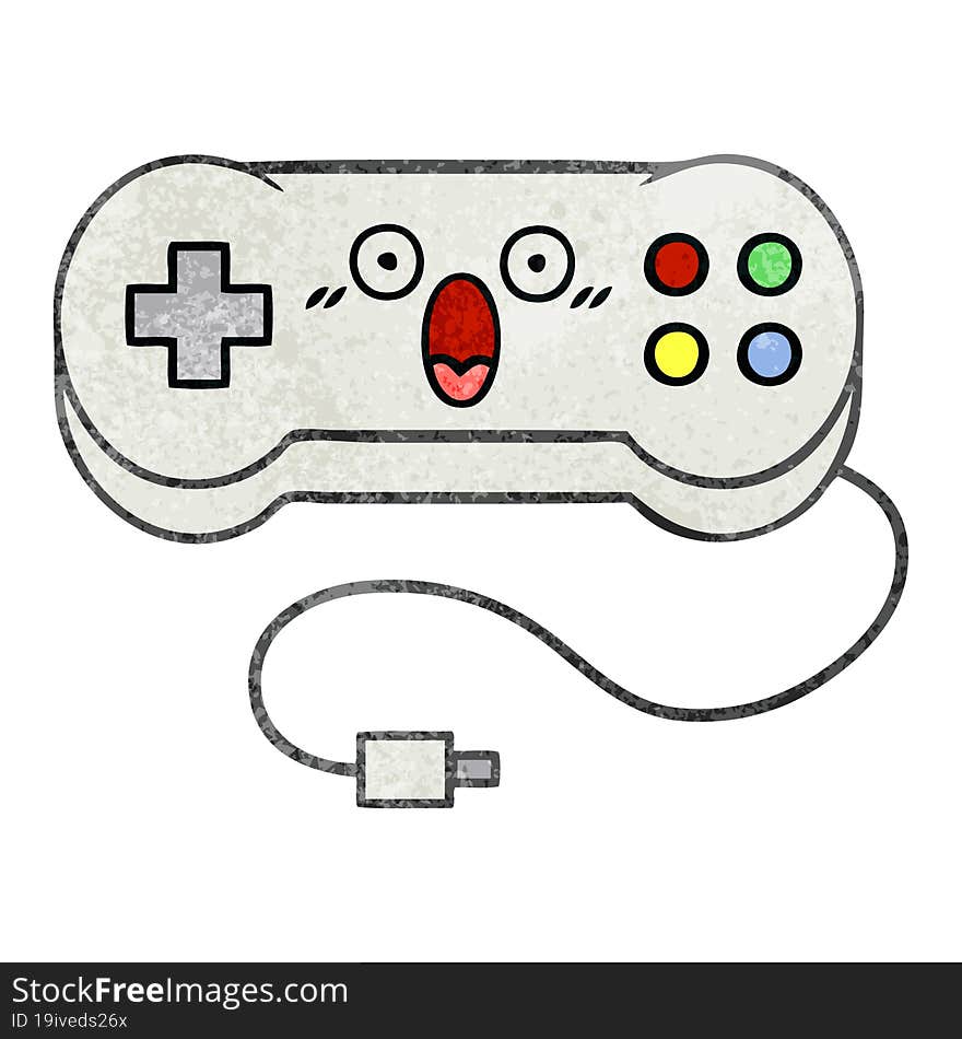 Retro Grunge Texture Cartoon Game Controller