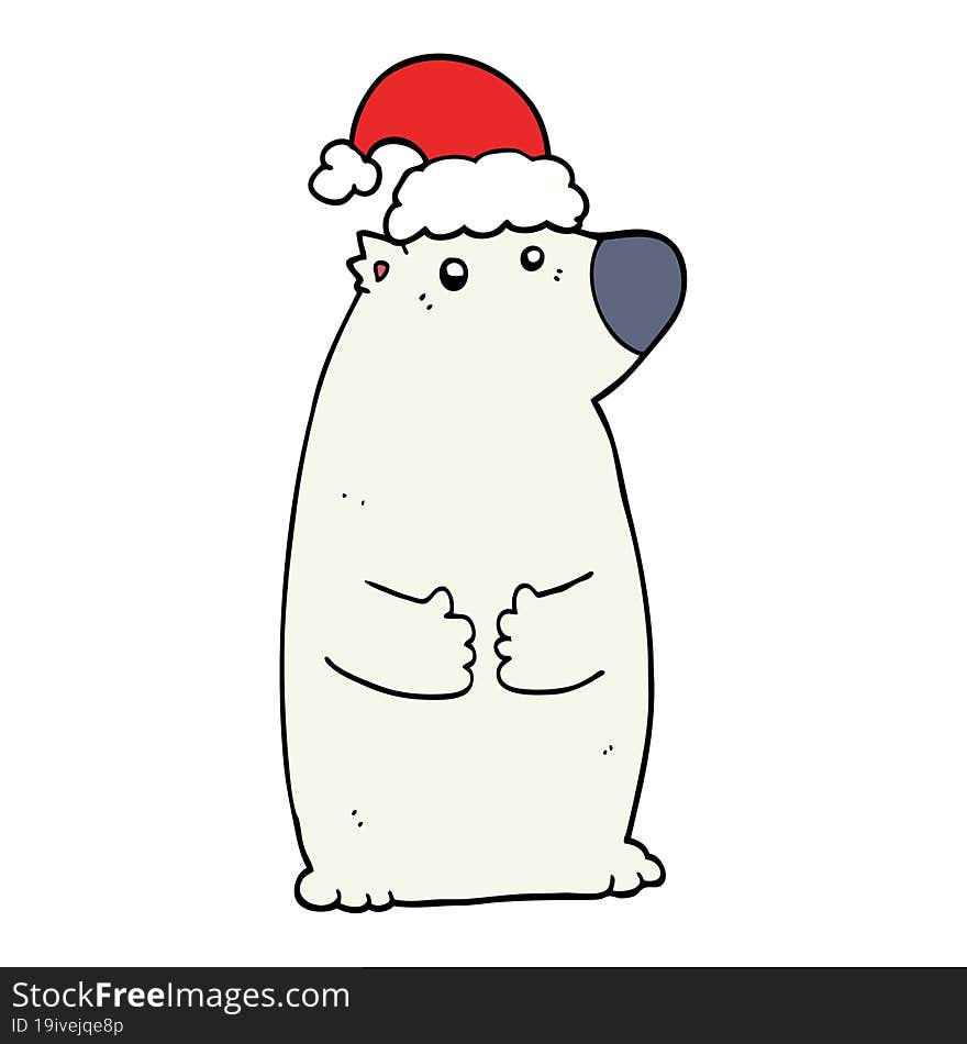 cartoon bear wearing christmas hat