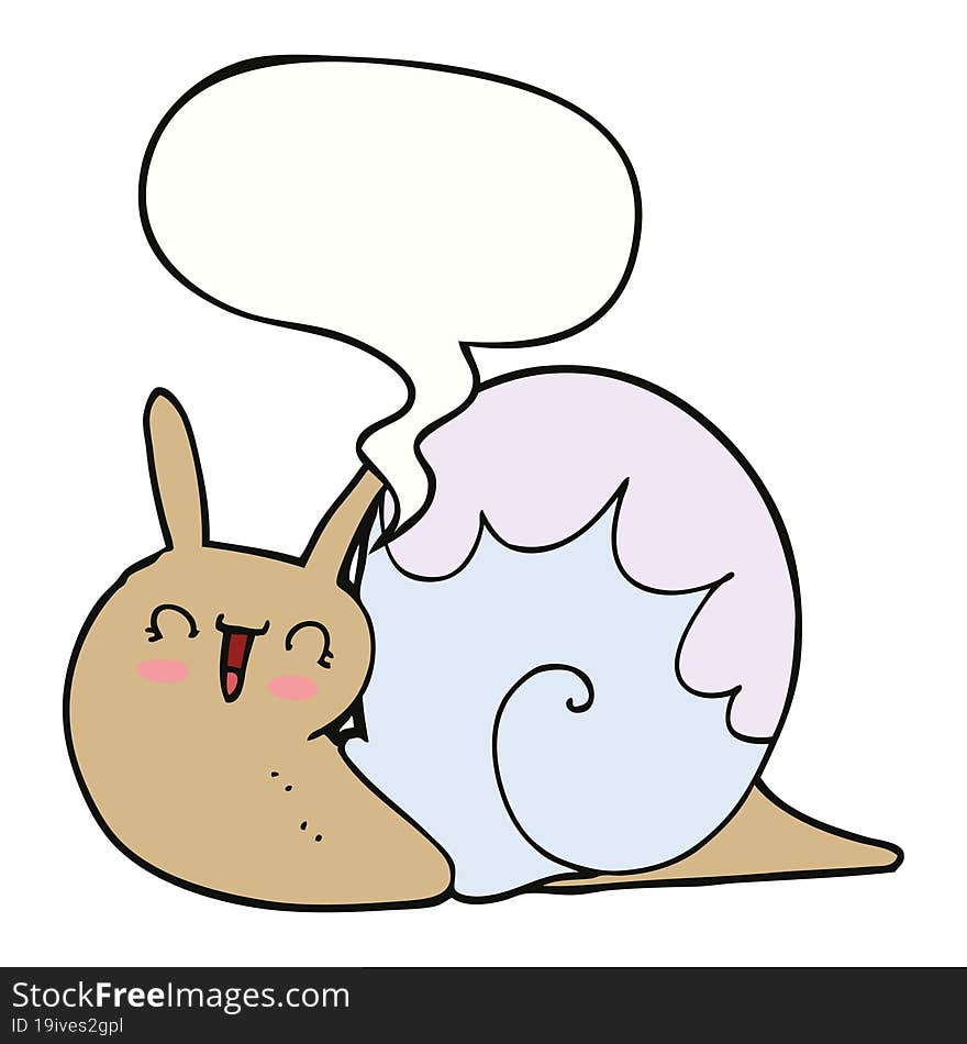 cute cartoon snail with speech bubble. cute cartoon snail with speech bubble