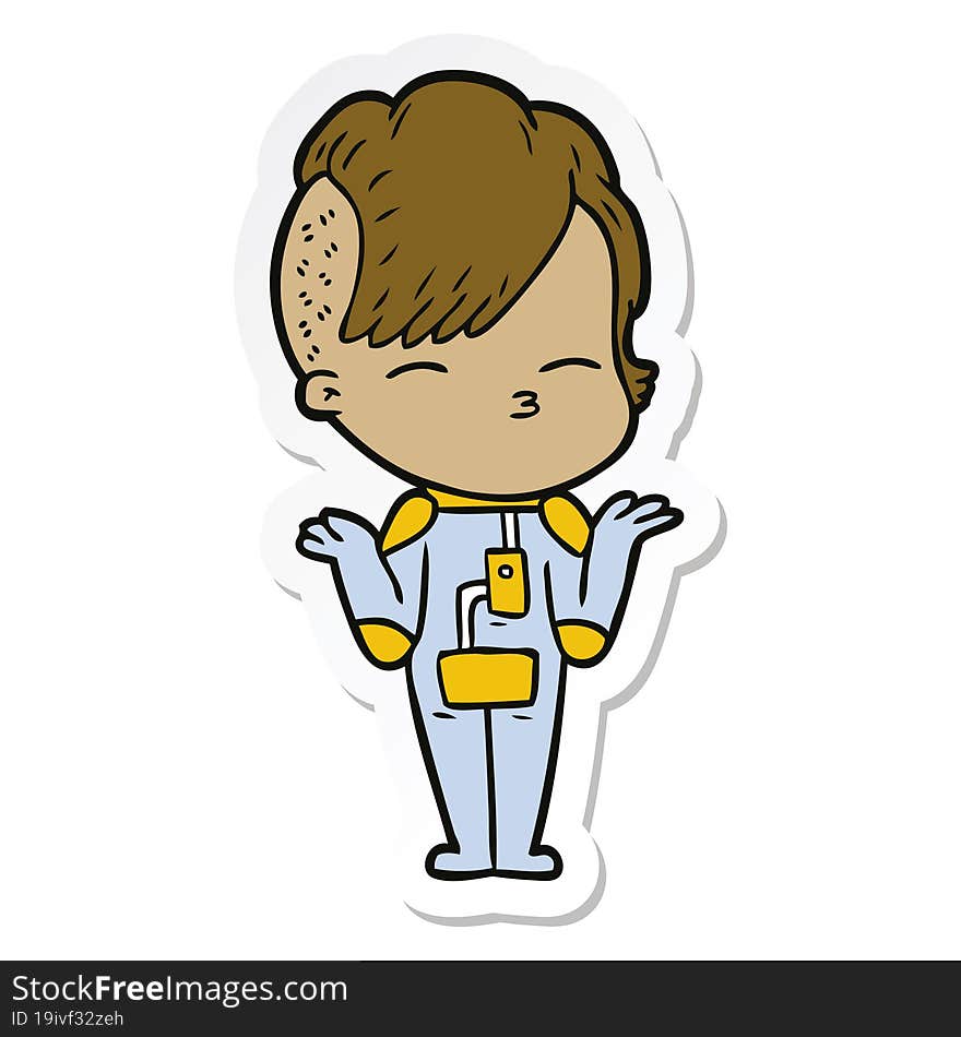 sticker of a cartoon girl wearing futuristic clothes