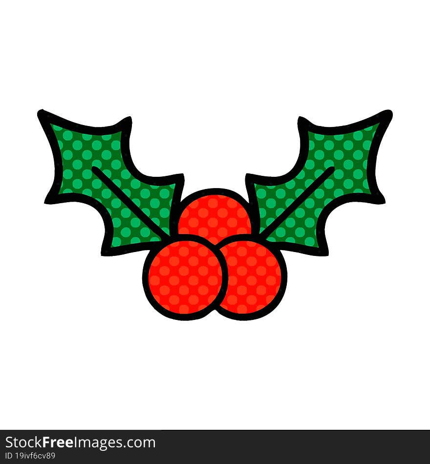 comic book style cartoon christmas holly