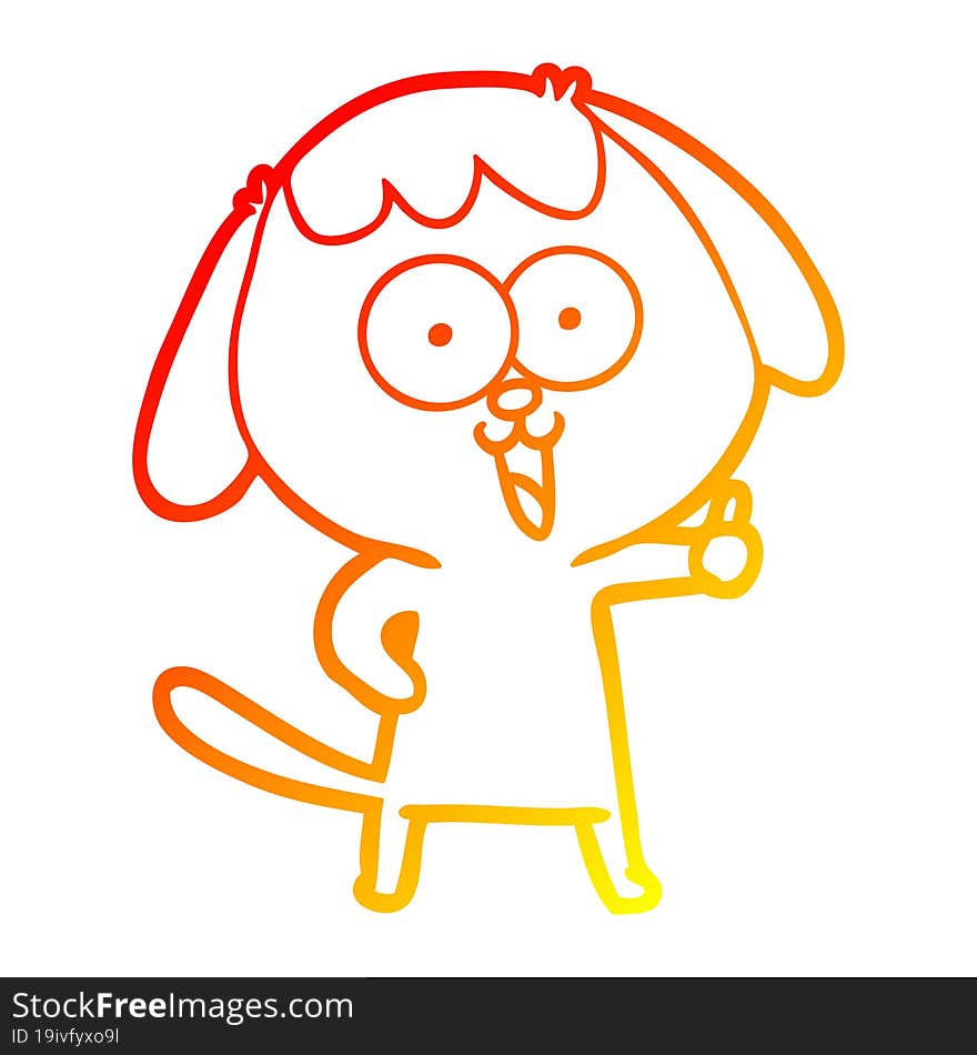 Warm Gradient Line Drawing Cute Cartoon Dog