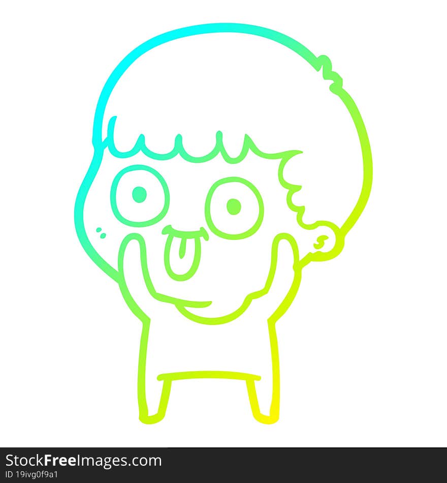 Cold Gradient Line Drawing Cartoon Man Staring