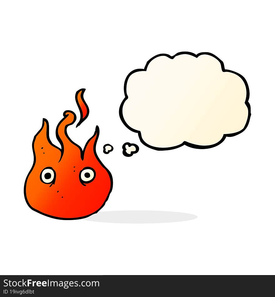 cartoon flame symbol with thought bubble