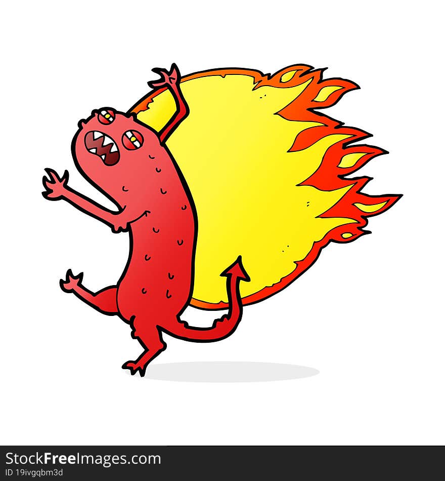 cartoon monster on fire