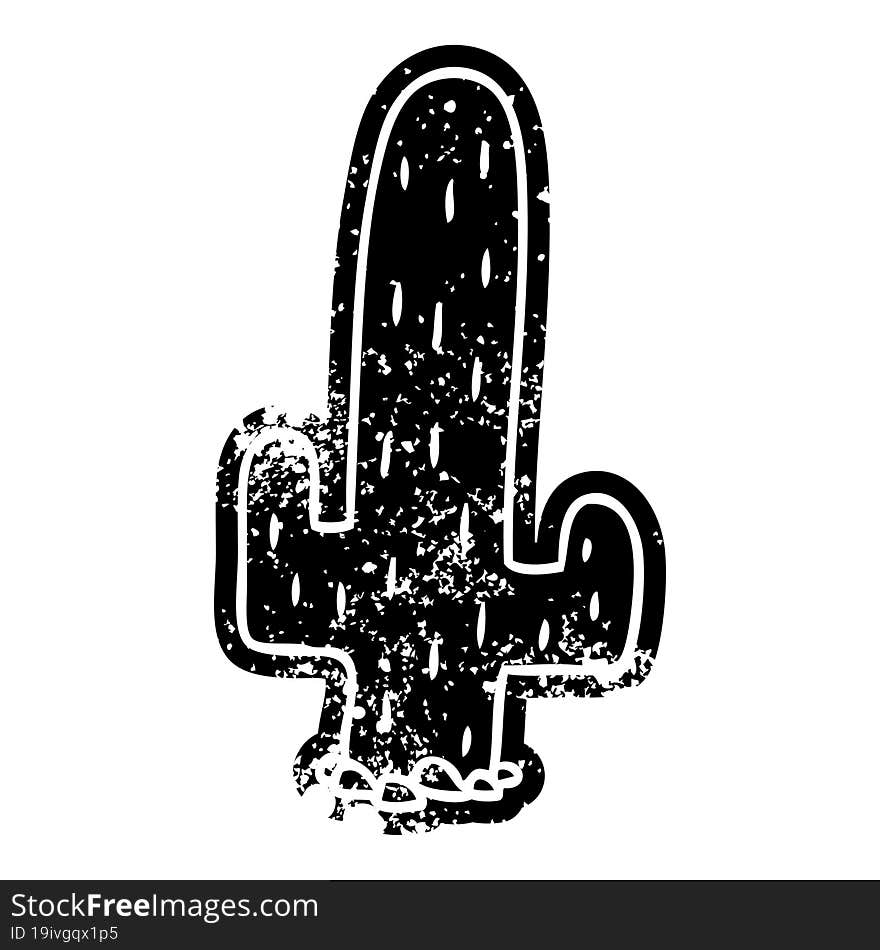 grunge icon drawing of a cactus