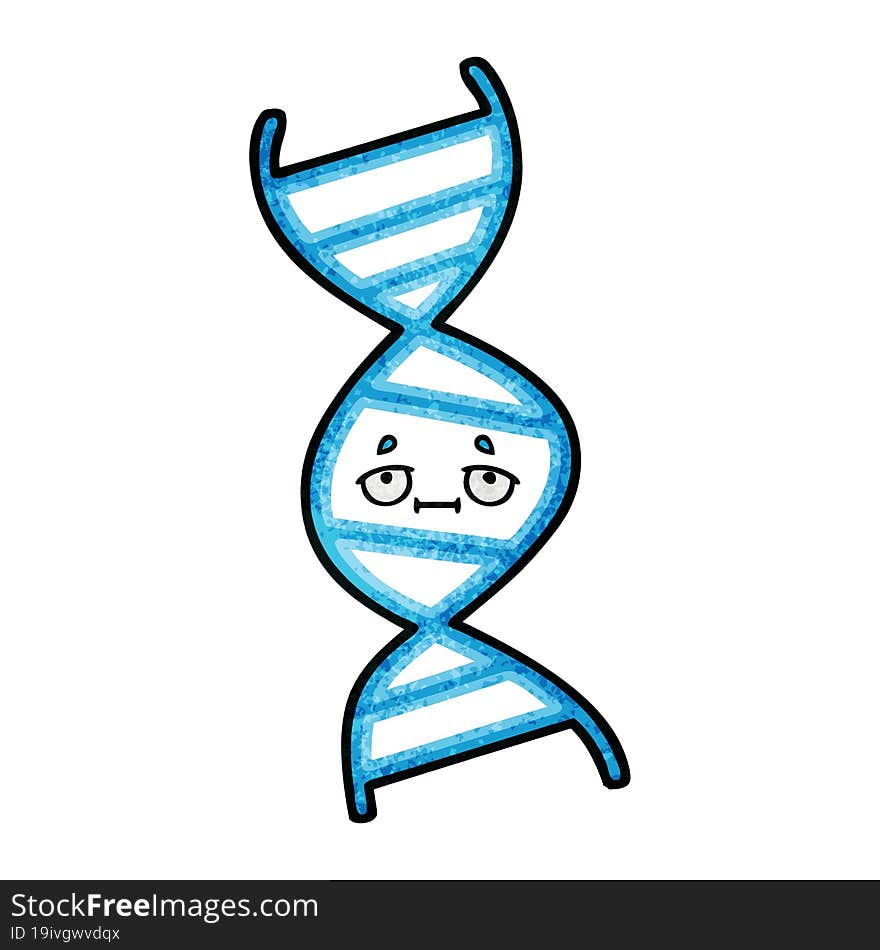 retro grunge texture cartoon of a DNA strand