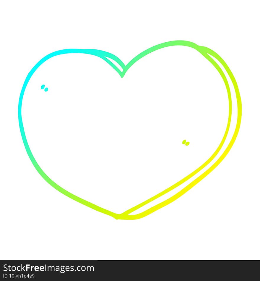 cold gradient line drawing cartoon love heart