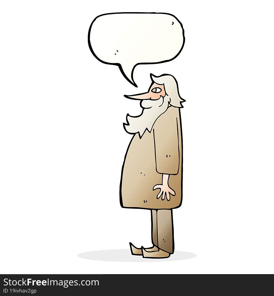 Cartoon Bearded Old Man With Speech Bubble