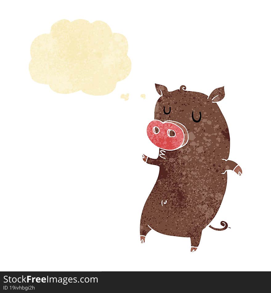 funny cartoon pig with thought bubble