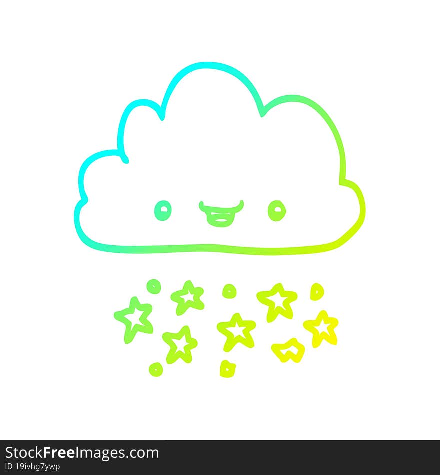 Cold Gradient Line Drawing Cartoon Storm Cloud