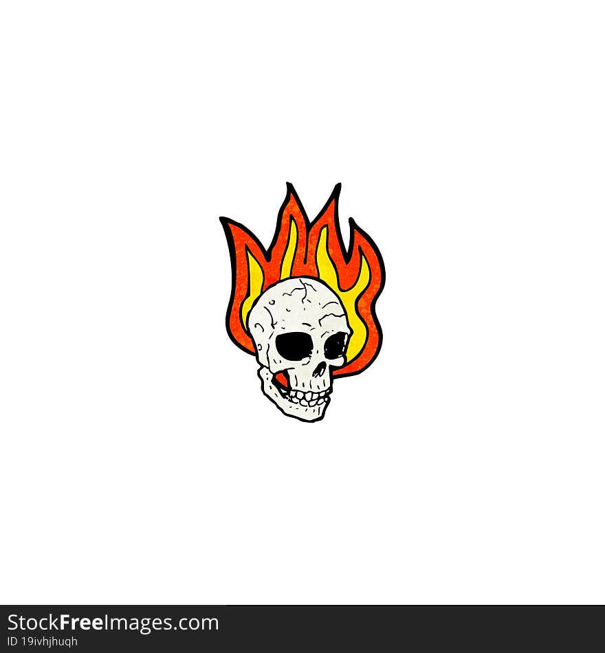 flaming skull cartoon