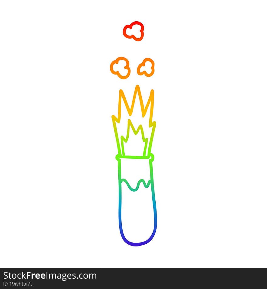 Rainbow Gradient Line Drawing Cartoon Test Tube Explosion