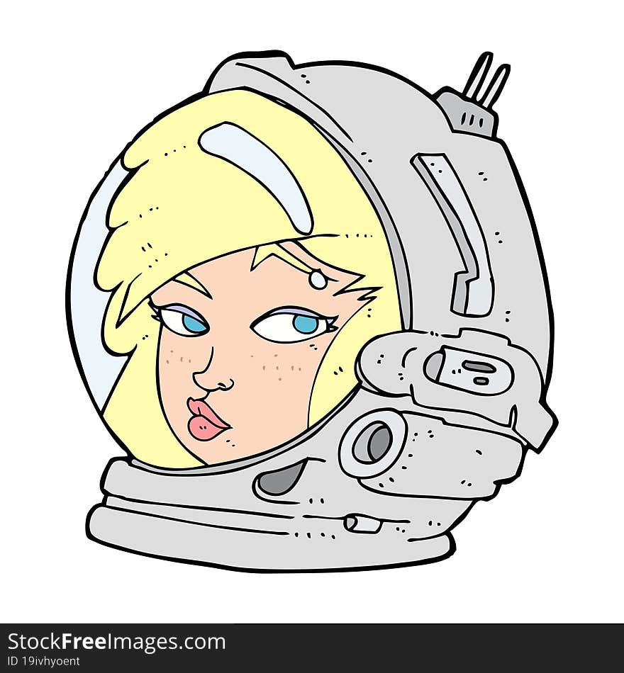 cartoon female astronaut