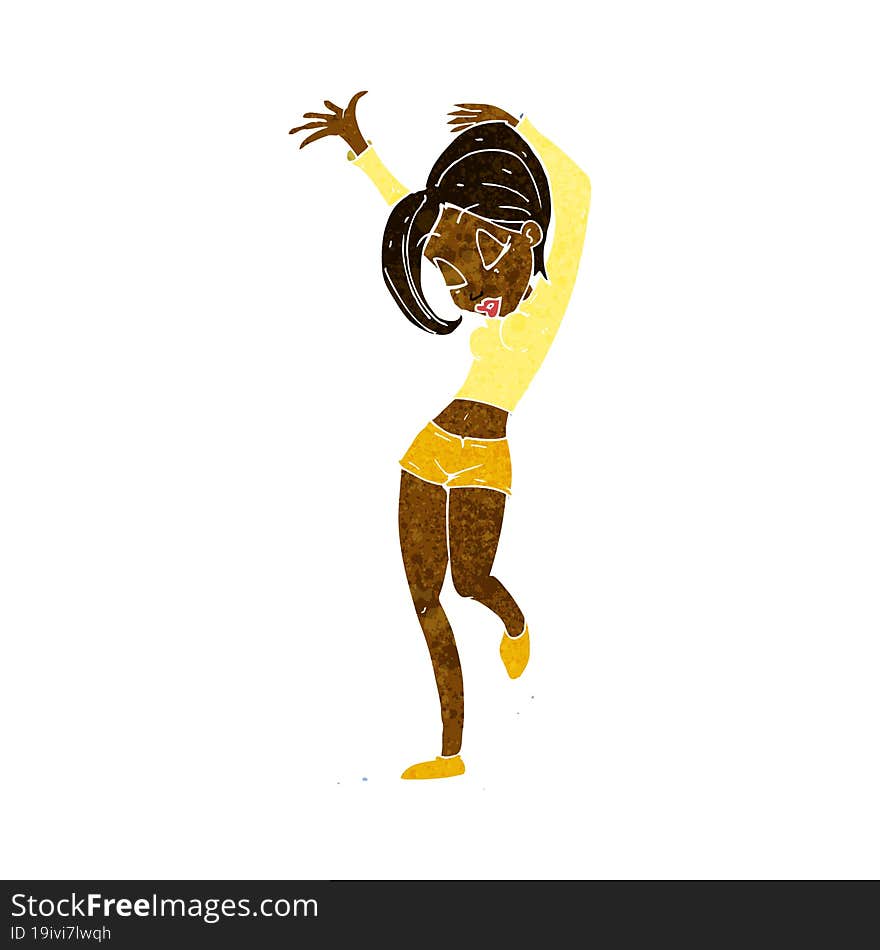 cartoon pretty woman dancing