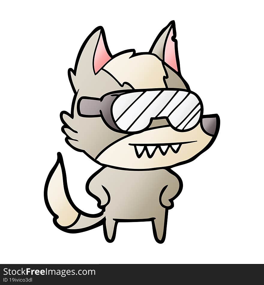 wolf wearing goggles cartoon. wolf wearing goggles cartoon