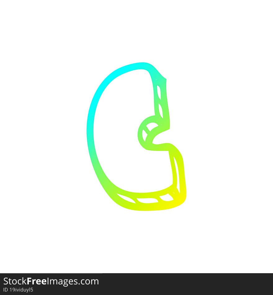 Cold Gradient Line Drawing Cartoon Letter;c