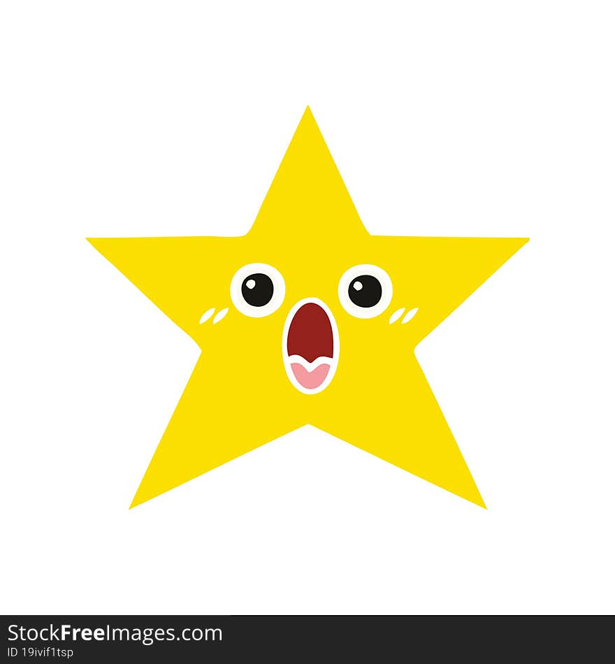 flat color retro cartoon gold star