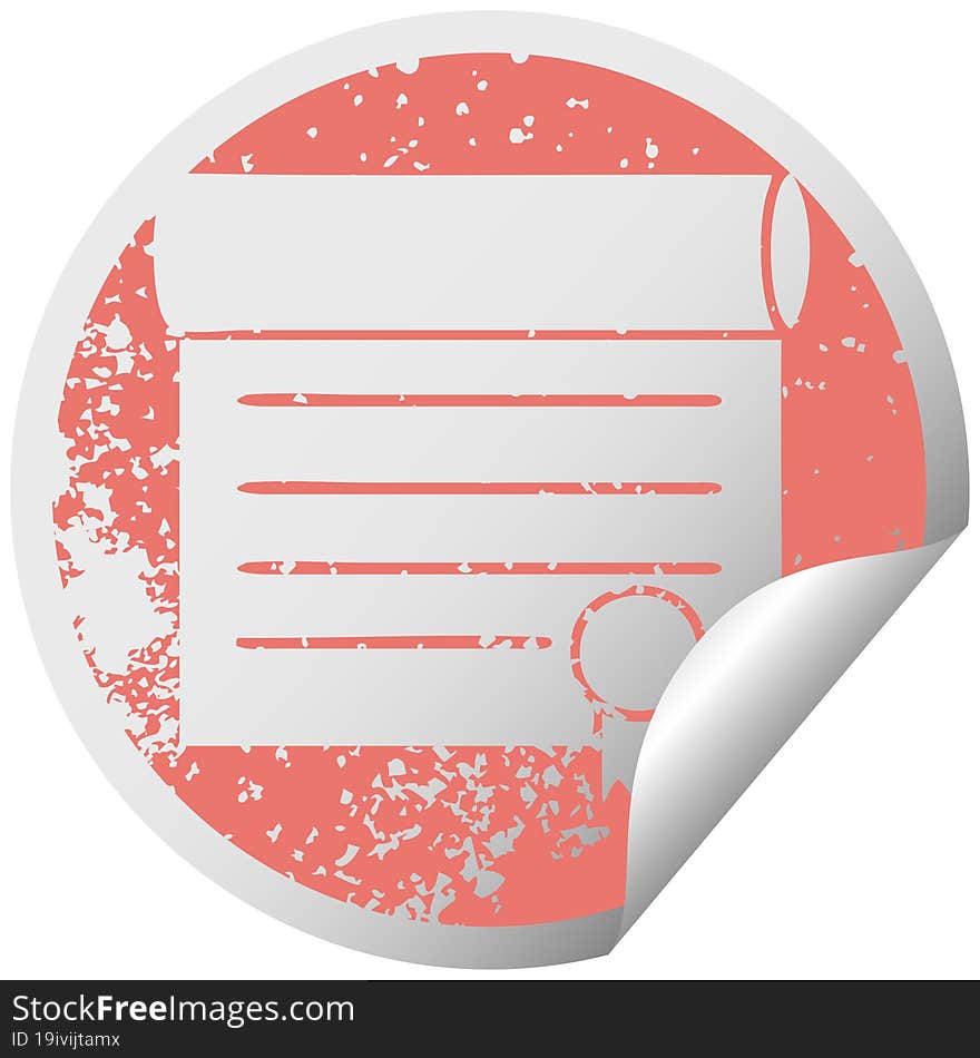 distressed circular peeling sticker symbol certificate