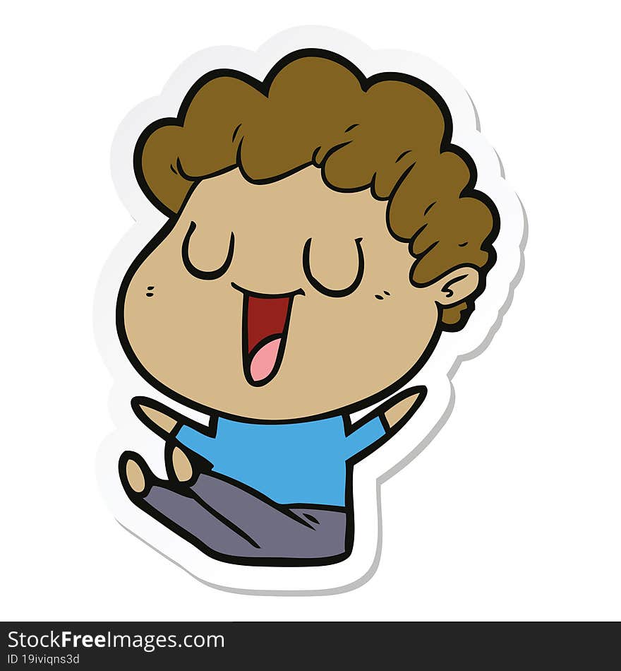 sticker of a laughing cartoon man