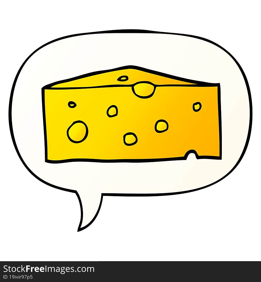 Cartoon Cheese And Speech Bubble In Smooth Gradient Style