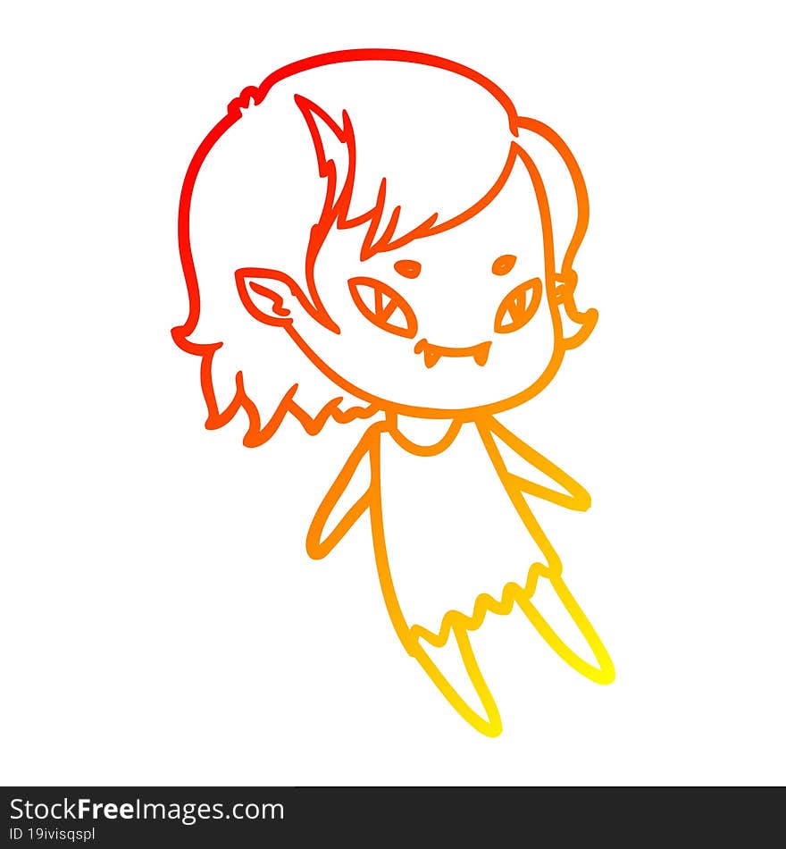 Warm Gradient Line Drawing Cartoon Friendly Vampire Girl