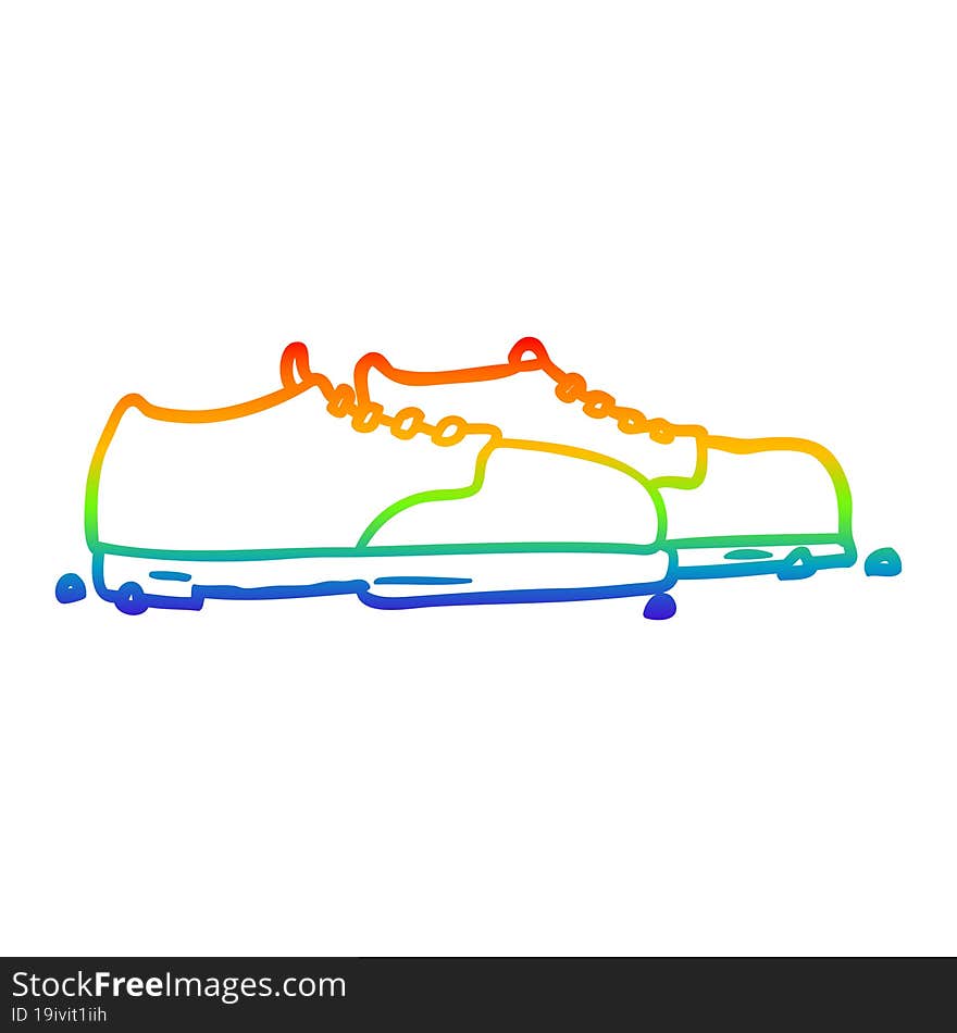 rainbow gradient line drawing old shoes